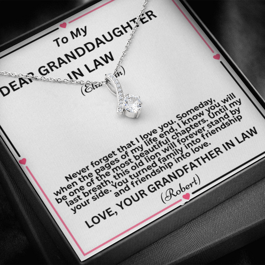 To My Granddaughter In Law Pages Of My Life Personalised Alluring Beauty Necklace From Garndfather In Law