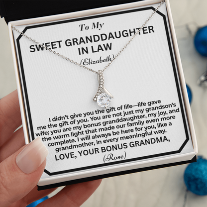 To My Granddaughter In Law Life Gave Me A Gift Personalised Alluring Beauty Necklace From Garndmother In Law