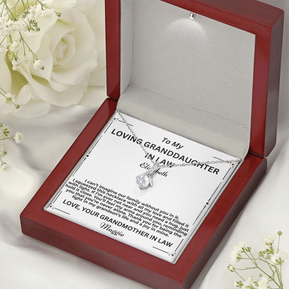 To My Granddaughter In Law I Can't Imagine Our Family Personalised Alluring Beauty Necklace From Garndmother In Law