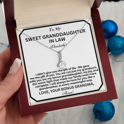 To My Granddaughter In Law Life Gave Me A Gift Personalised Alluring Beauty Necklace From Garndmother In Law