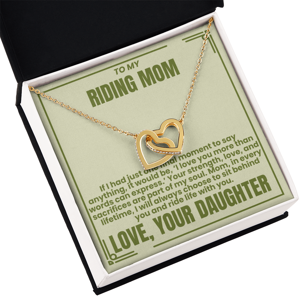 To My Riding Mom - Sit Behind You - Interlocking Hearts Necklace - From Daughter