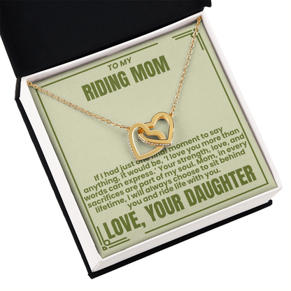 To My Riding Mom - Sit Behind You - Interlocking Hearts Necklace - From Daughter