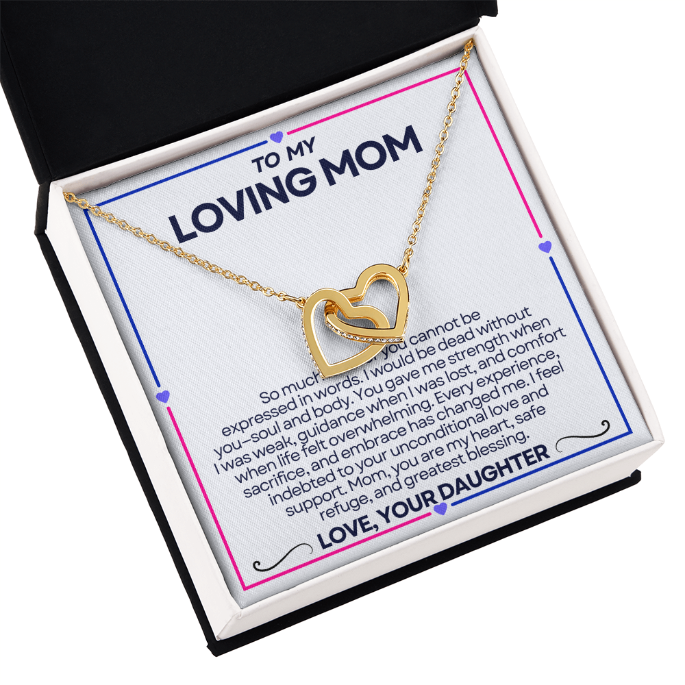 To My Riding Mom - I Fee; Indebted - Interlocking Hearts Necklace - From Daughter