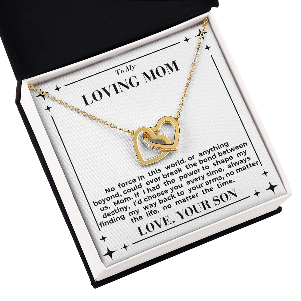 To Mom - My Way Back To Your Arms - Interlocking Hearts Necklace - From Son