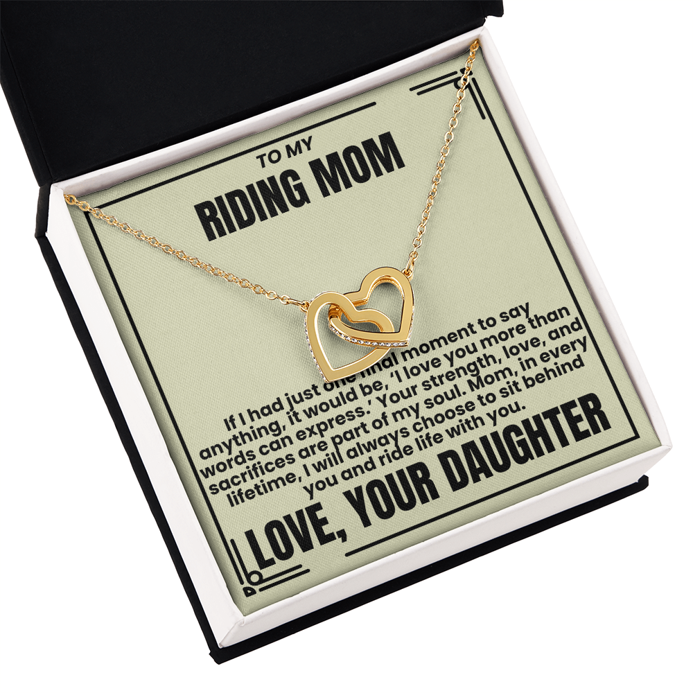 To My Riding Mom - Ride Life With You - Interlocking Hearts Necklace - From Daughter
