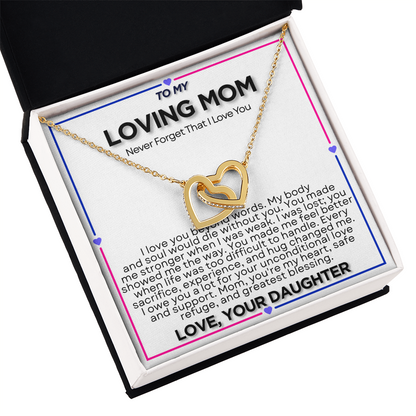 To My Riding Mom - I Owe You  a Lot - Interlocking Hearts Necklace - From Daughter