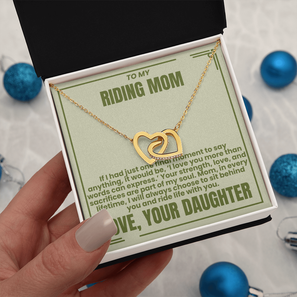 To My Riding Mom - Sit Behind You - Interlocking Hearts Necklace - From Daughter