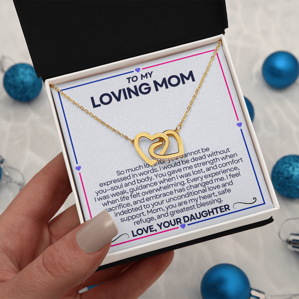 To My Riding Mom - I Fee; Indebted - Interlocking Hearts Necklace - From Daughter