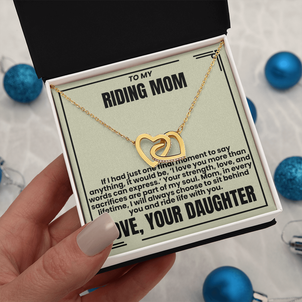 To My Riding Mom - Ride Life With You - Interlocking Hearts Necklace - From Daughter