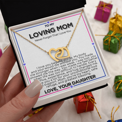 To My Riding Mom - I Owe You  a Lot - Interlocking Hearts Necklace - From Daughter