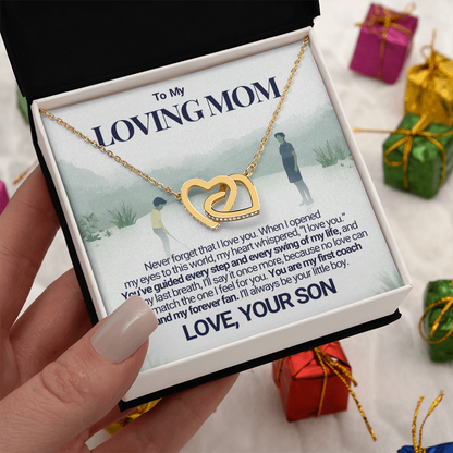 To My Cool Golg Mom - My Forever Fan - Interlocking Heart Necklace From Son