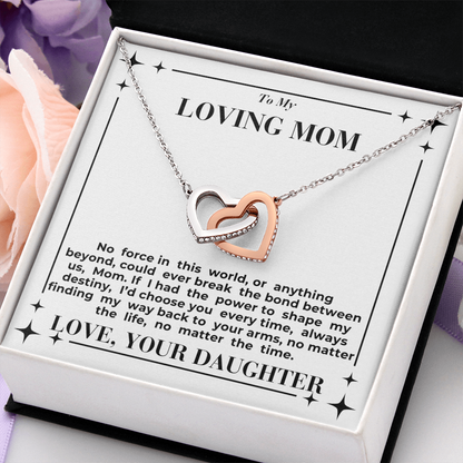 To Mom - My Way Back To Your Arms - Interlocking Hearts Necklace - From Daughter