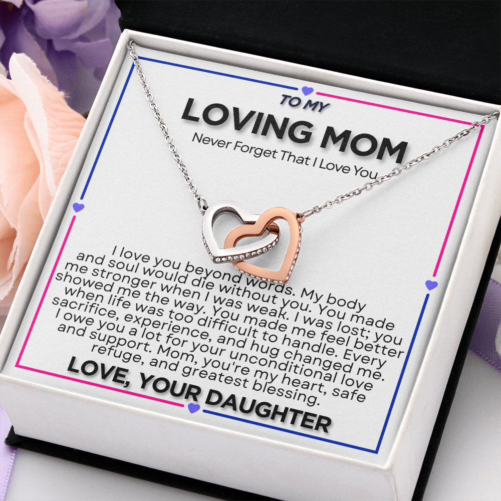 To My Riding Mom - I Owe You  a Lot - Interlocking Hearts Necklace - From Daughter
