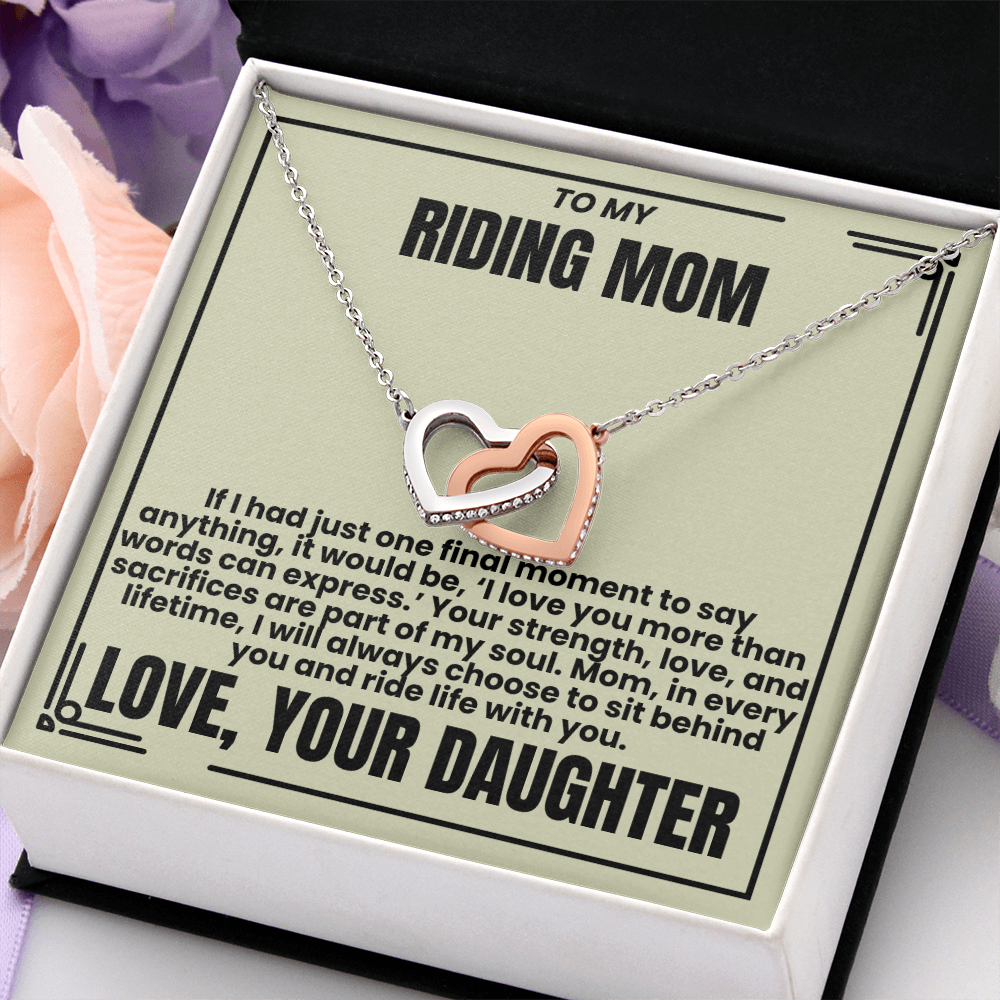 To My Riding Mom - Ride Life With You - Interlocking Hearts Necklace - From Daughter
