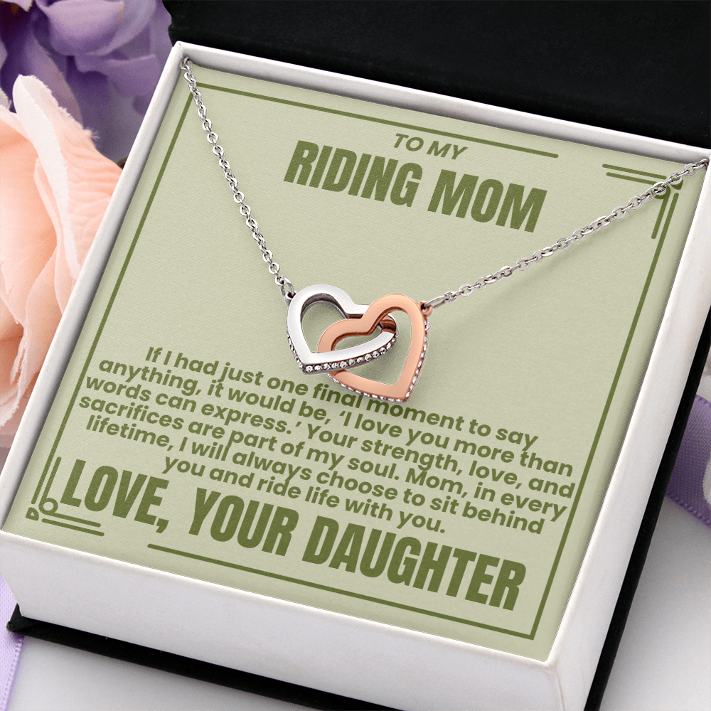 To My Riding Mom - Sit Behind You - Interlocking Hearts Necklace - From Daughter