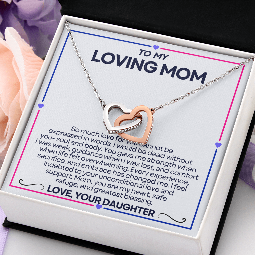 To My Riding Mom - I Fee; Indebted - Interlocking Hearts Necklace - From Daughter
