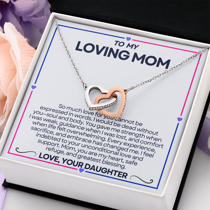 To My Riding Mom - I Fee; Indebted - Interlocking Hearts Necklace - From Daughter