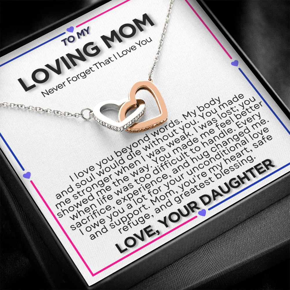 To My Riding Mom - I Owe You  a Lot - Interlocking Hearts Necklace - From Daughter