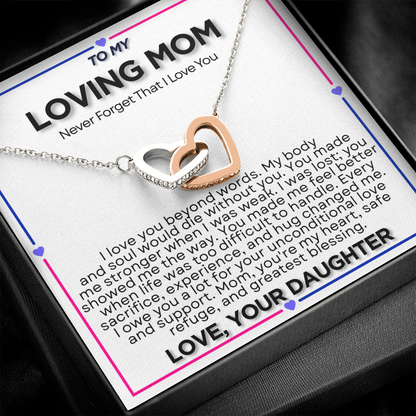 To My Riding Mom - I Owe You  a Lot - Interlocking Hearts Necklace - From Daughter