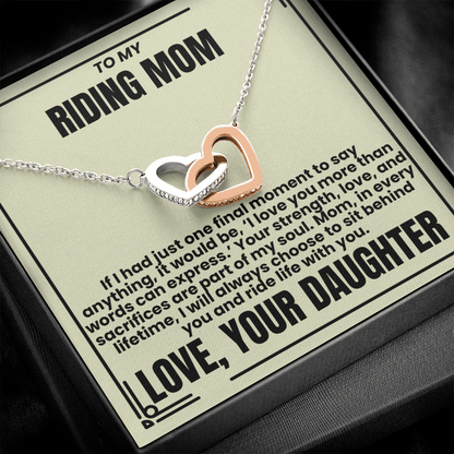 To My Riding Mom - Ride Life With You - Interlocking Hearts Necklace - From Daughter