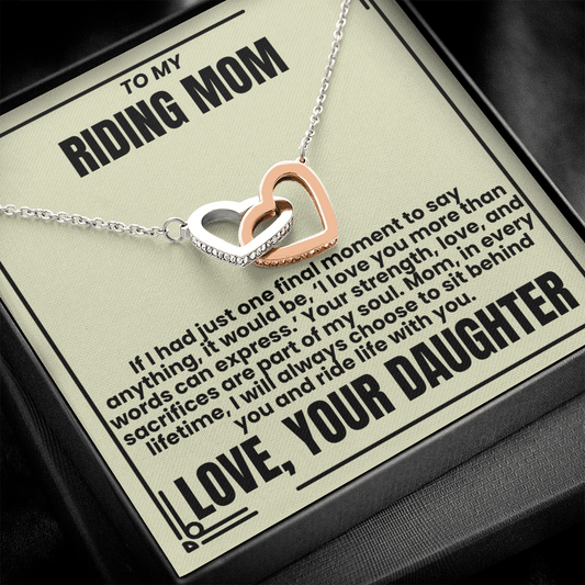 To My Riding Mom - Ride Life With You - Interlocking Hearts Necklace - From Daughter