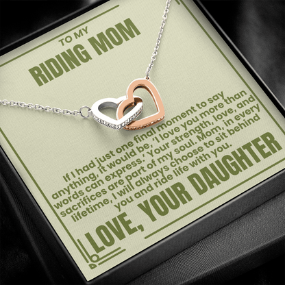 To My Riding Mom - Sit Behind You - Interlocking Hearts Necklace - From Daughter