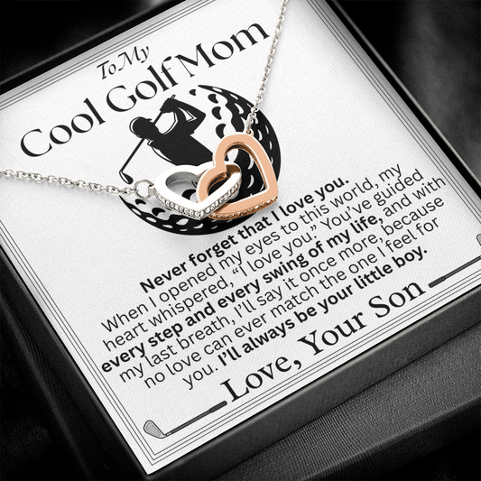 To My Cool Golg Mom - Every Swing Of My Life  -  Interlocking Heart Necklace From Son