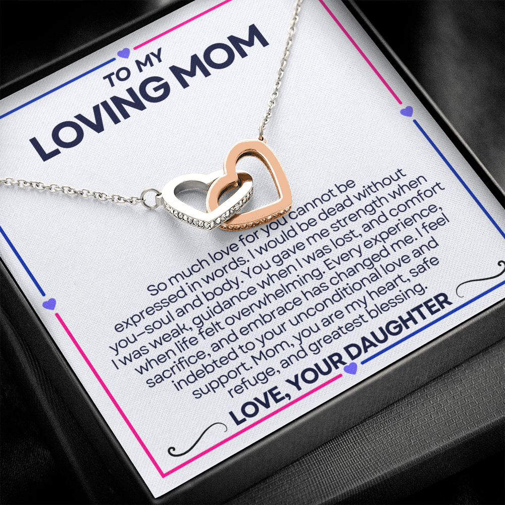 To My Riding Mom - I Fee; Indebted - Interlocking Hearts Necklace - From Daughter