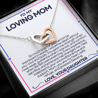 To My Riding Mom - I Fee; Indebted - Interlocking Hearts Necklace - From Daughter