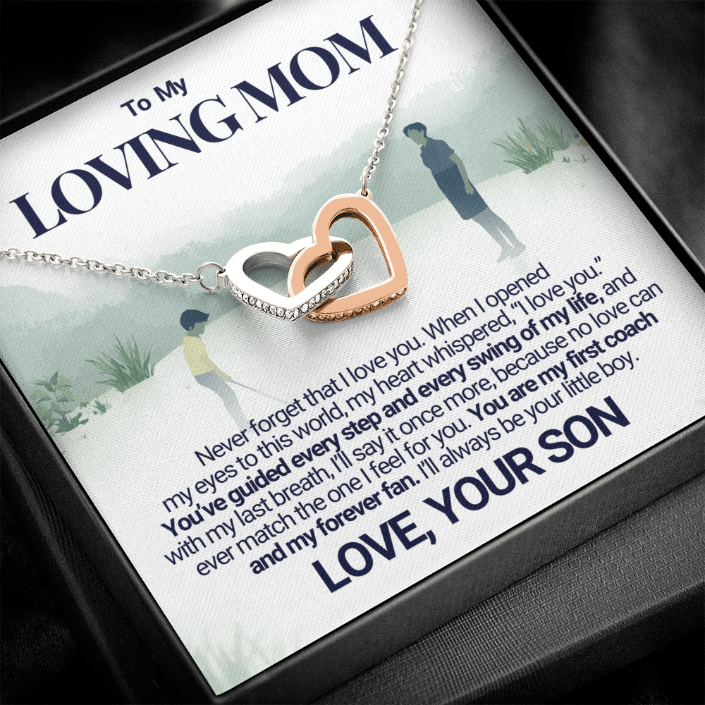 To My Cool Golg Mom - My Forever Fan - Interlocking Heart Necklace From Son