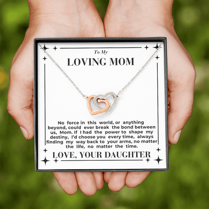 To Mom - My Way Back To Your Arms - Interlocking Hearts Necklace - From Daughter