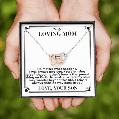 To Mom - No Matter What Happens, - Interlocking Hearts Necklace - From  Son