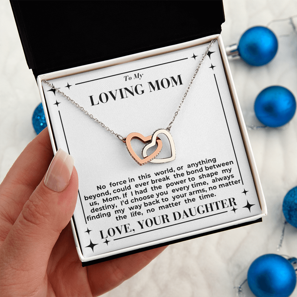 To Mom - My Way Back To Your Arms - Interlocking Hearts Necklace - From Daughter