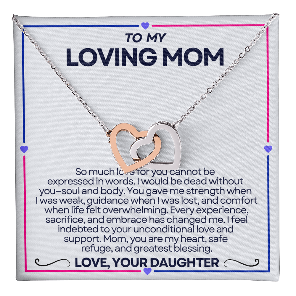 To My Riding Mom - I Fee; Indebted - Interlocking Hearts Necklace - From Daughter