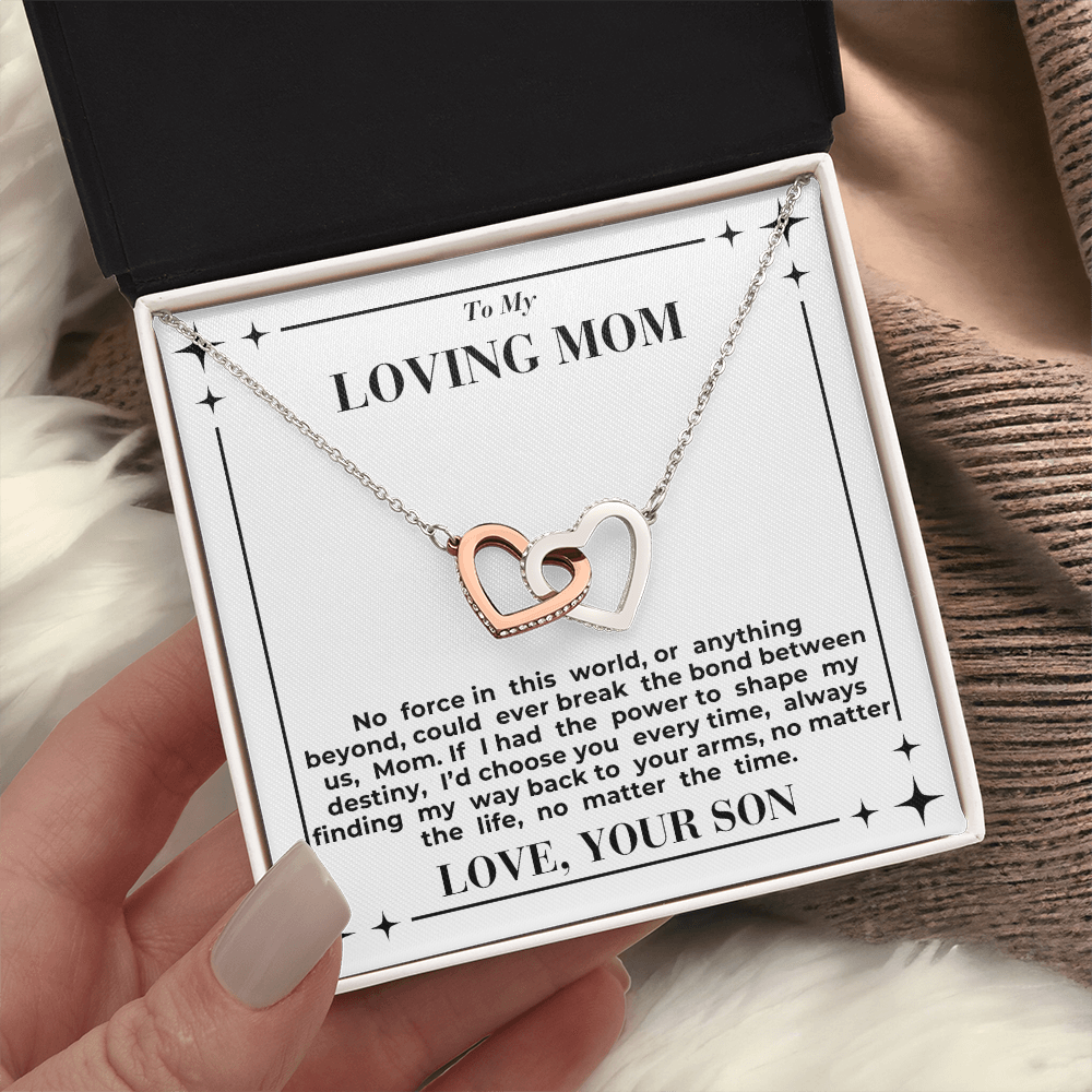 To Mom - My Way Back To Your Arms - Interlocking Hearts Necklace - From Son