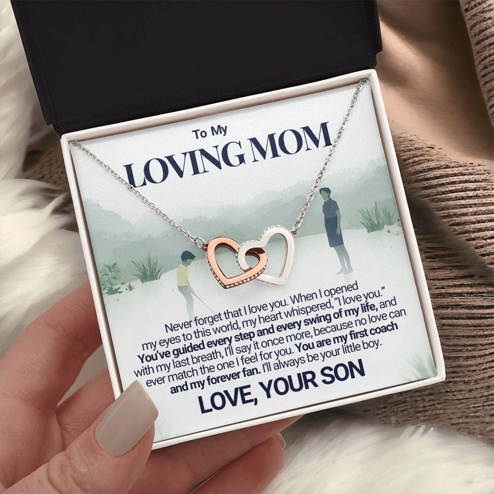To My Cool Golg Mom - My Forever Fan - Interlocking Heart Necklace From Son
