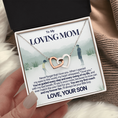 To My Cool Golg Mom - My Forever Fan - Interlocking Heart Necklace From Son