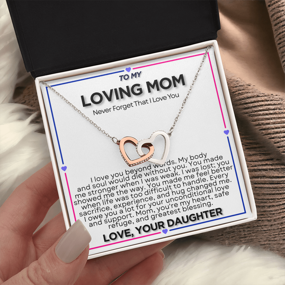 To My Riding Mom - I Owe You  a Lot - Interlocking Hearts Necklace - From Daughter