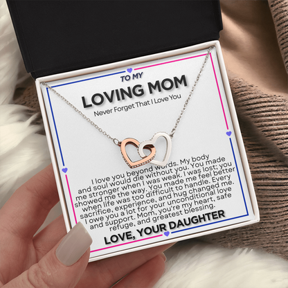 To My Riding Mom - I Owe You  a Lot - Interlocking Hearts Necklace - From Daughter