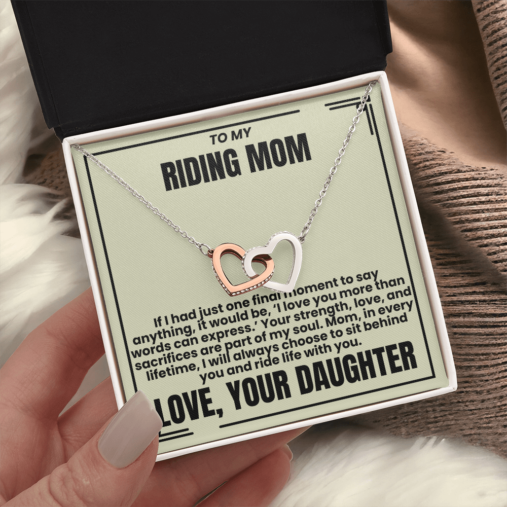 To My Riding Mom - Ride Life With You - Interlocking Hearts Necklace - From Daughter