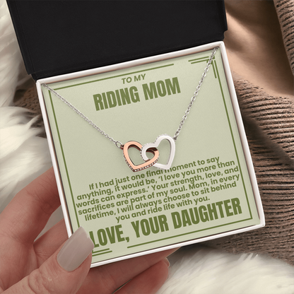 To My Riding Mom - Sit Behind You - Interlocking Hearts Necklace - From Daughter
