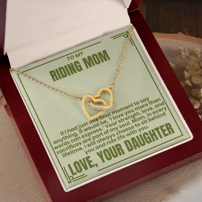To My Riding Mom - Sit Behind You - Interlocking Hearts Necklace - From Daughter
