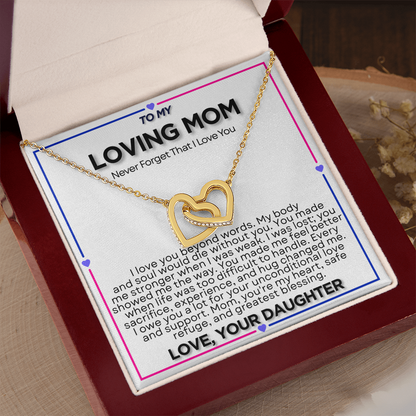To My Riding Mom - I Owe You  a Lot - Interlocking Hearts Necklace - From Daughter