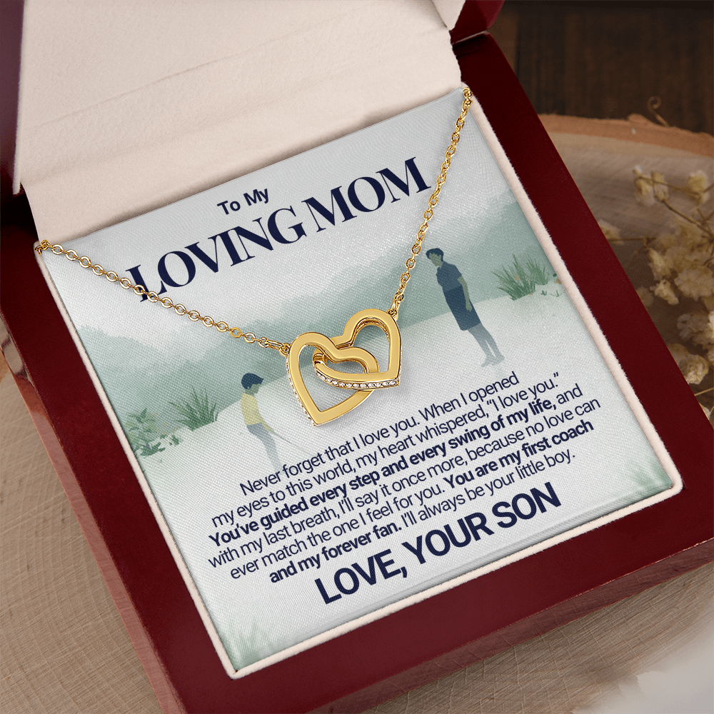 To My Cool Golg Mom - My Forever Fan - Interlocking Heart Necklace From Son