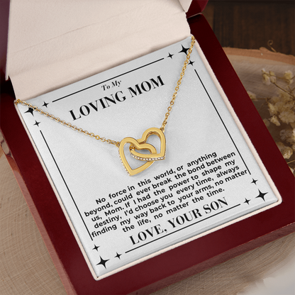 To Mom - My Way Back To Your Arms - Interlocking Hearts Necklace - From Son