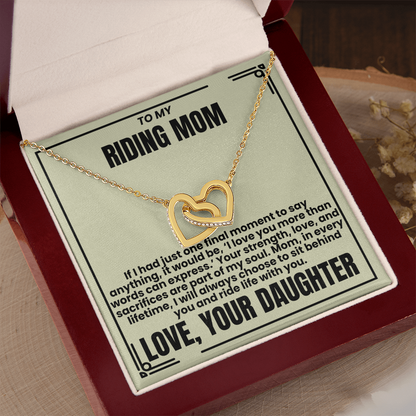 To My Riding Mom - Ride Life With You - Interlocking Hearts Necklace - From Daughter