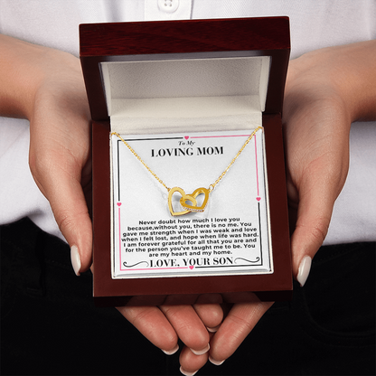 To My Mom - Never Dought About My Love - Interlocking Hearts Necklace - From Son
