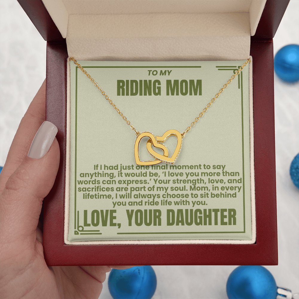 To My Riding Mom - Sit Behind You - Interlocking Hearts Necklace - From Daughter