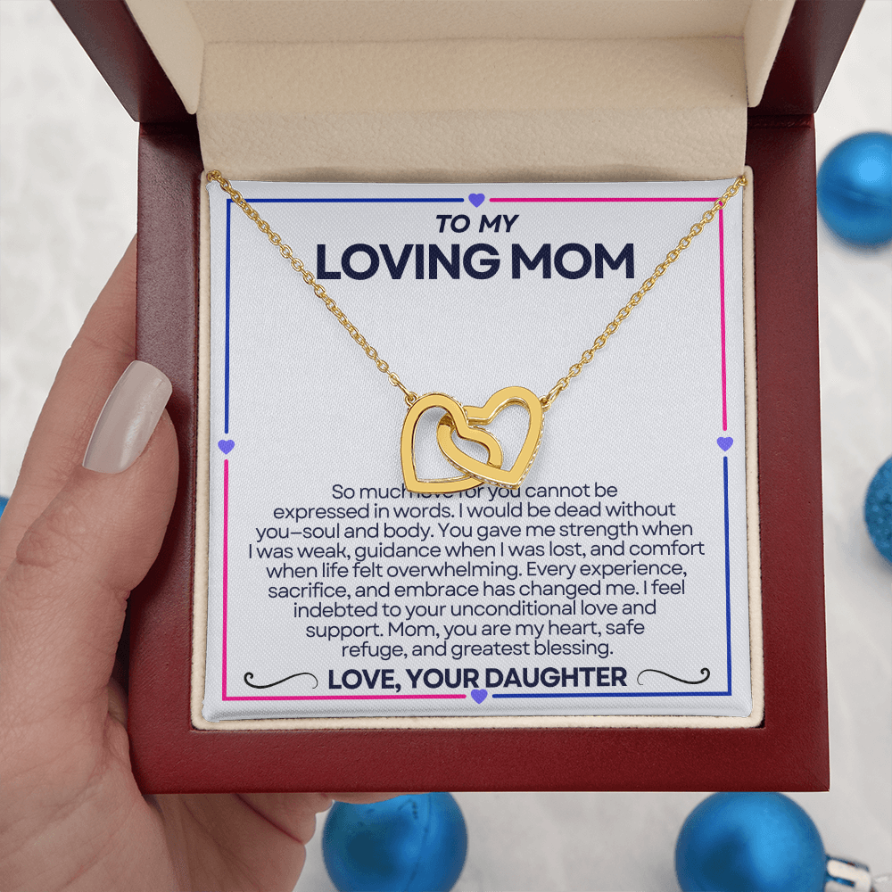 To My Riding Mom - I Fee; Indebted - Interlocking Hearts Necklace - From Daughter