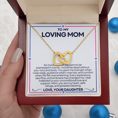 To My Riding Mom - I Fee; Indebted - Interlocking Hearts Necklace - From Daughter